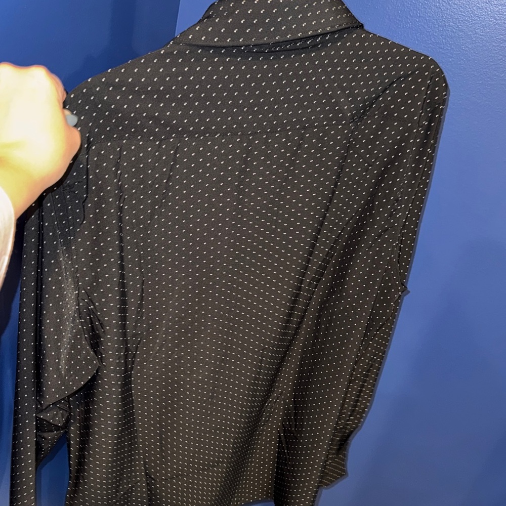 Denim & Flower- NWT  Black Polka Dot Button Down Shirt Size Large - Picture 14 of 15